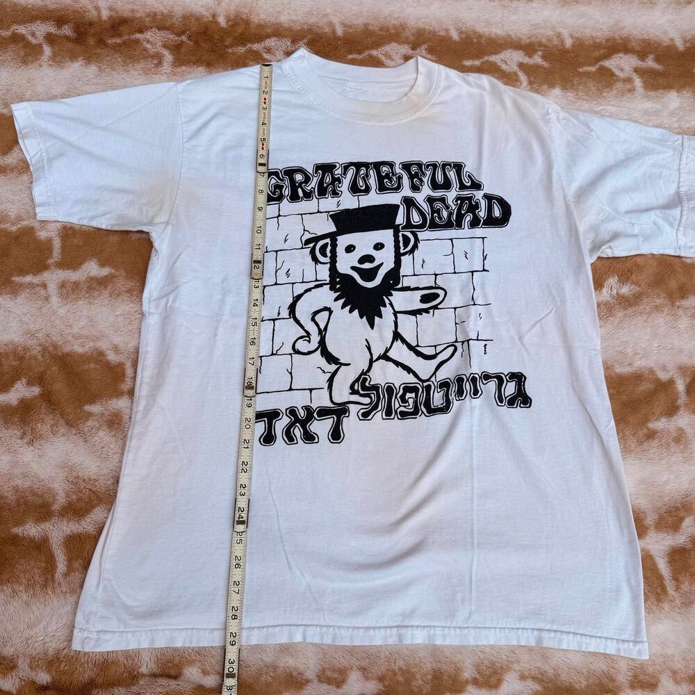 Vintage 90s Grateful Dead Jerusalem Hebrew T-Shirt Men's XL White Ripple Lyric - Picture 3 of 7